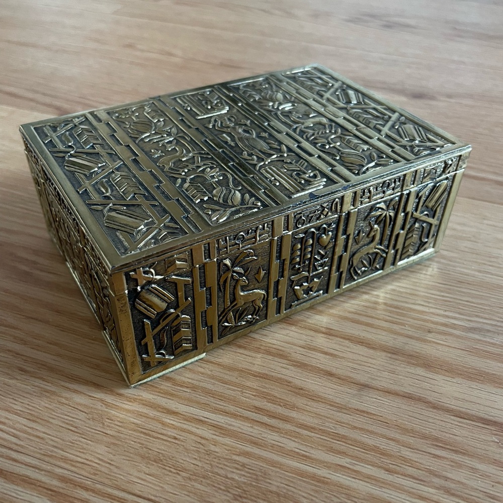 ✨ vintage brass and wood cigarette box trinket box art deco antique - Picture 7 of 15